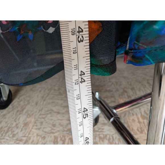 Desigual Navy Asymmetric Chiffon Dress 42 Artsy Boho Geometric Floral Watercolor - Picture 15 of 16